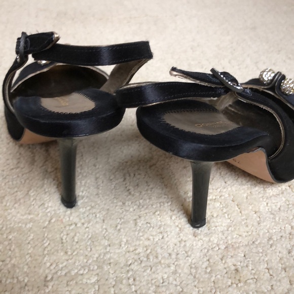 DKNY black satin formal slingback heels - Picture 3 of 7